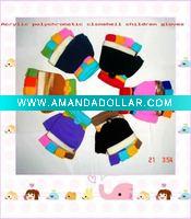 Acrylic yarn multicolor clamshell children half finger glove