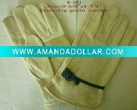 pig grain leather driver glove