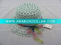 Wholesale infant straw hat/baby girls hats/spring hat with silk ribbon