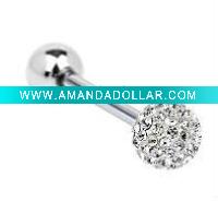 Wholesale 360 Ferido Crystal Tongue Rings with Clear,Tongue Body Jewelry