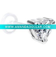 Wholesale clear zircon bioplast lip labret body jewelry