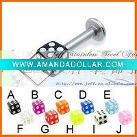 Wholesale 2011 New Arrival,Body Piercing Jewelry,Labret,UV Lip Piercing Jewelry,Piercing,Dice UV ball Labret