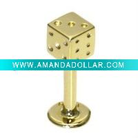 Wholesale gold color dice 316 body jewelry