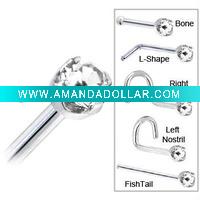 Wholesale clear diamond 316 steel nose rings Body Jewelry