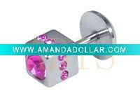 Wholesale Jewelled Square Labret body jewelry