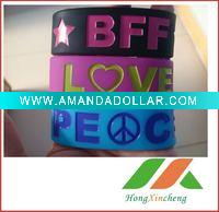 Wholesale Promotional Inch width debossed silicone bracelet