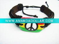 Wholesale fashion leather bracelet with peace