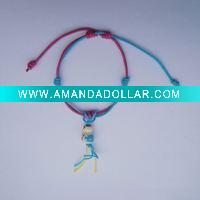 Kid's Cord Bracelet with Wooden Doll