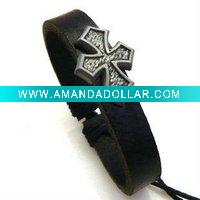 Wholesale 100% Leather,Alloy,Cross Leather Bracelet,Jewelry,adjustable,Gift