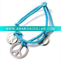 Wholesale Peace Charm Double Knotted Stretch Bracelet