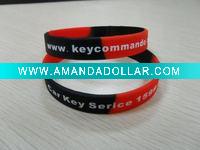 Wholesale 1 color silk printed logo 4 segments waterproof silicone bracelet and wristband