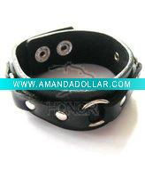 Wholesale Leather bangle Fashion wristband Silver bangle-BR0014bl