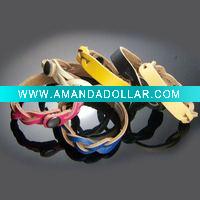 Wholesale HLB 10101 braided genuine leather wristband