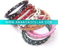 Wholesale Hand-made wrapped Dome Studded Leather Bracelet w/Magnetic clasp