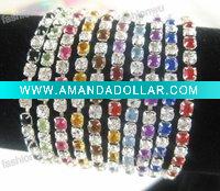 Wholesale Mix Colorful Spring Stretch Row Line Rhinestone Bracelet