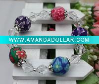 Wholesale new unique 100pcs/lot clay+silver+acrylic handmade bracelet