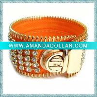 Wholesale 2011 fashion jewelry rhinestone leather metal closure