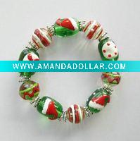Wholesale Christmas Day Hand-painted Glass Bracelet