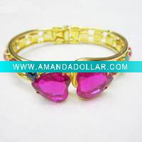 Wholesale gold metal cuff bangle with cupchain crystal