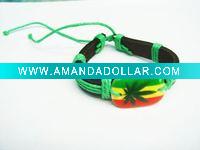 Wholesale 3 color red yellow and green 2011 fashion leather bracelet