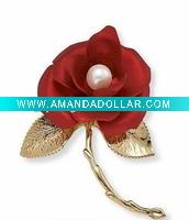 Wholesale red rose brooch/ flower brooch