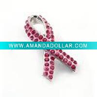 Wholesale breast cancer brooch, pink ribbon jewelry
