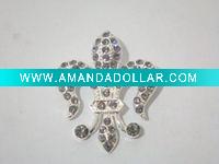 Rhinestone Fleur De Lis Brooch Pin