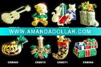 Wholesale gold plated xmas brooch set/fashion brooch/xmas gift/xmas charms