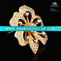 Wholesale Flower Crystal Brooches With Gold