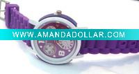purple leather band watch