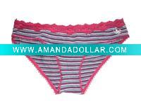 ladies yarn dyed strips with lace underwear