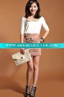 Wholesale [dc2422]Guaranteed 100% wholesale and retail fashion concise pleated pink chiffon lady skirt