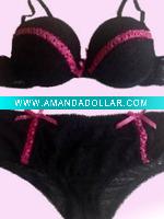 Wholesale Embroidery Gauze Underwear with Satin Bow