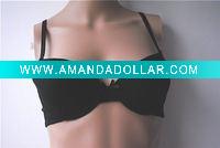 Wholesale New Style Black Bra Set With The Flower Decorate