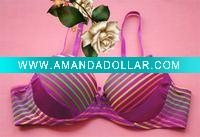 Wholesale Hot Sell Colorful Streak Line Printting Padded Lady's Undergarment