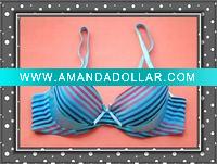 Wholesale Fashion 3/4 Cup Sexy Colorful Streak Line Blue Lingerie Underwear