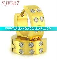 Wholesale 316L New Popular Style Stainless Steel Earring With CZ Stone