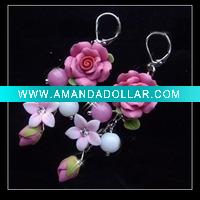 polymer clay flower earring
