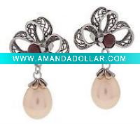 Wholesale Wholesale 925 silver pearl earring jewelry with free logo DR30005E Paypal Accept