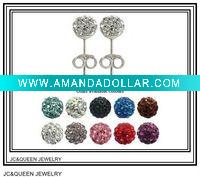 Wholesale 2011 fashion clear cz crystal alloy ball stud earring 6 mm