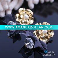 Wholesale 2011 DIAMOND EARRINGS WITH FLOWER NEW DESIGN/GOLD EARRINGS