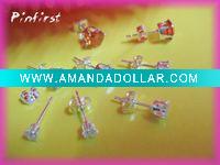 Wholesale Clear Lady's White Zircon Stud Earrings