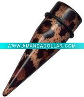 Wholesale acrylic leopard body tunnel ring ear piercing jewelry