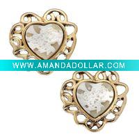 Wholesale Heart Flower Stud Earring