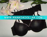 Sexy Black Polyester Spandex Bra Pants Set