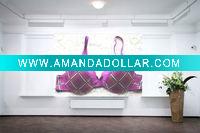 Wholesale Charming 3/4 Cup Checker Purple Mixed-colors Bra