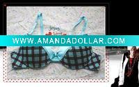 Wholesale Hot Green & Black Criss-cross B Cup Woman Underwear