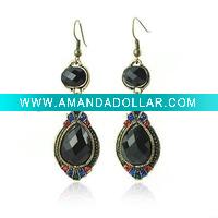 black rhinestone classical earrings