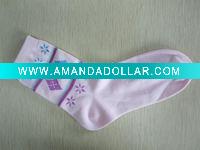 Wholesale cotton jacquard pink socks for girls