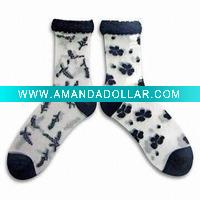 women Jacquard Nylon Socks with Machine Locked Toe